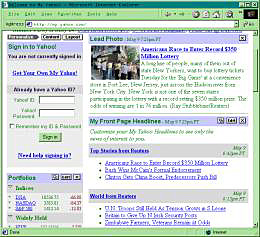 Web browser view of portal
