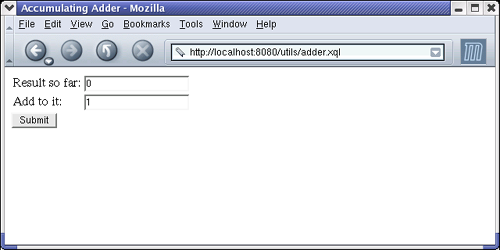 First screenshot of adder webapp